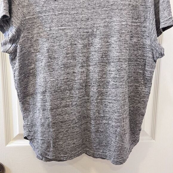 FRAME Classic Crewneck 100% Linen Tee Shirt Top Gris Gray Women's Size Large - Picture 3 of 12